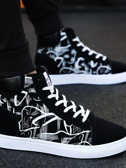 High Top Canvas Shoes for Men – Fashion Platform Sneakers, Spring Winter Casual Vulcanized Shoes