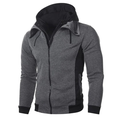 Zip-Up Men's Hoodie – Thick Fleece, Heavyweight Hooded Jacket for Autumn/Winter, Warm Outdoor Coa