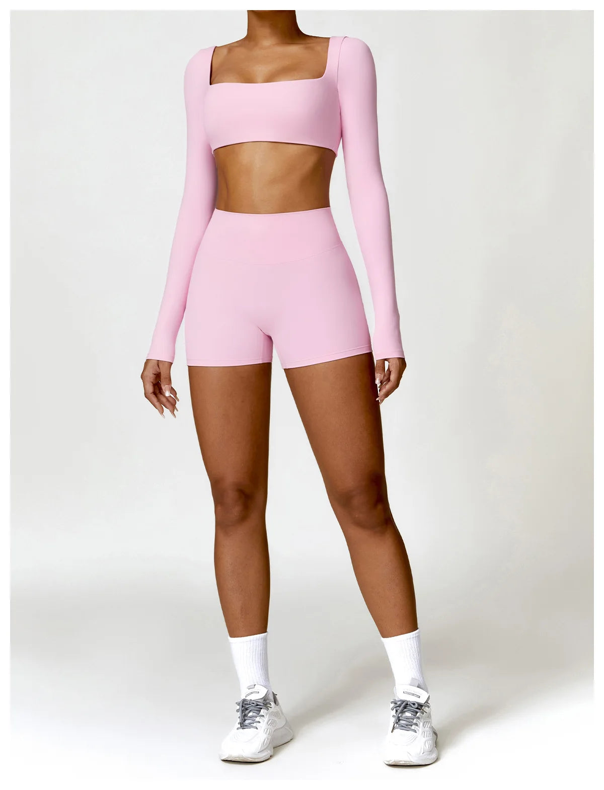 Sportswear Set – Long-Sleeve Top & High-Waisted Shorts or Leggings