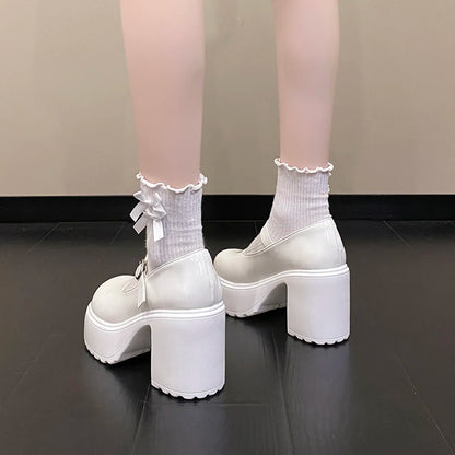 Super High Heels Mary Jane Shoes for Women – Goth Chunky Platform Pumps, Plus Size, Ankle Buckle, Party Lolita Shoes