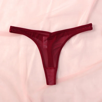 Seamless Tiny Thong Panties – Sexy Translucent Mesh, Soft T-Back, Tangas Lingerie for Women