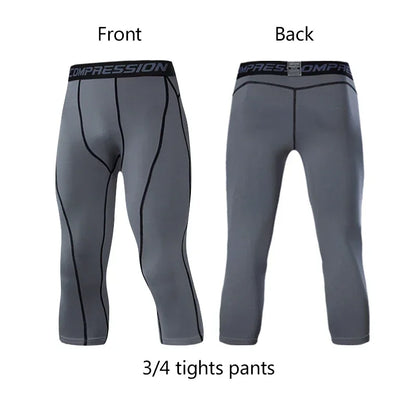 Men's Lycra Compression Pants – Cycling, Running, Basketball, Soccer, Elastic Sweatpants, Fitness Tights, Legging Trousers, Rash Guard