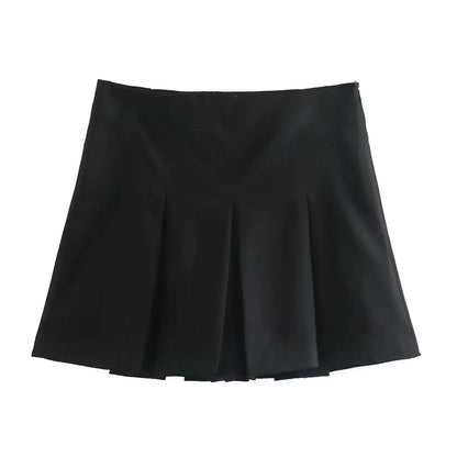 Vintage Dark Grey Mini Skirt – Ruffled, Pleated, Sexy Shorts Skirt, Fashion Streetwear