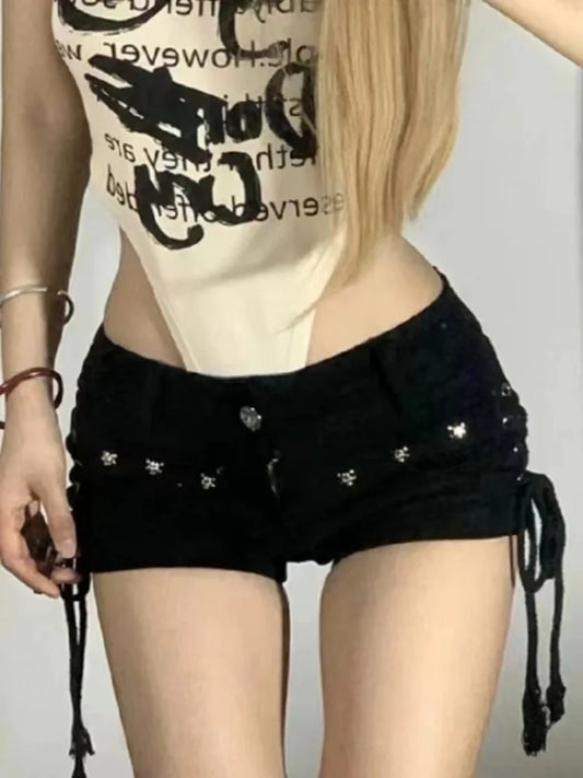 Women's Skinny Lace-Up Shorts – Creative, Popular Streetwear, Daily Wear, Holiday Fashion, Sexy American Retro Style