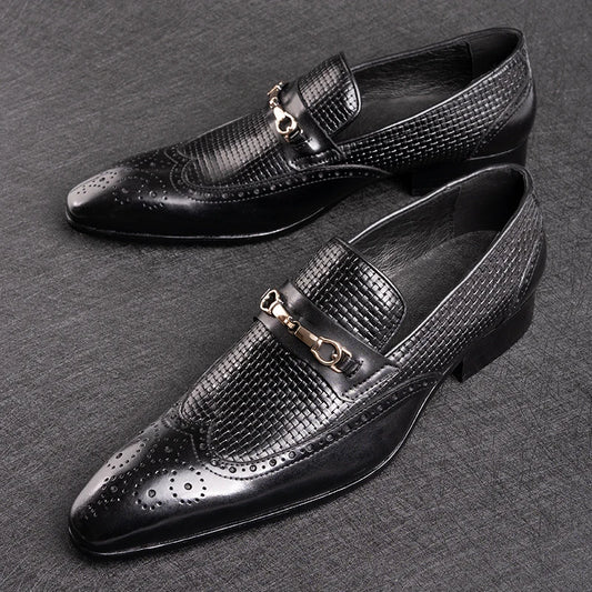 Fashion Business Casual Genuine Leather Shoes – Handmade Party Wedding Wear, Men Office Dress Shoe, Big Size, Black Loafers