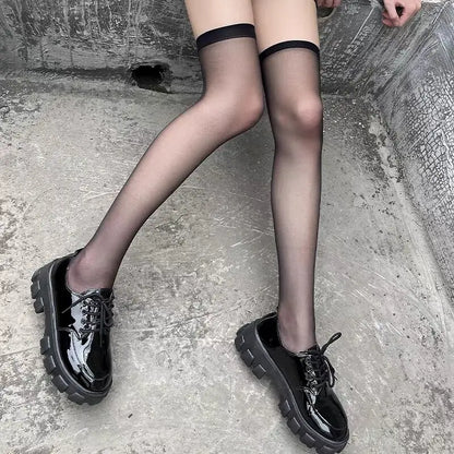 Sweet Over-Knee Long Socks – Women's Lolita Bowknot Thigh-High Stockings, Punk Lace Mesh Hollow Fishnet Pantyhose