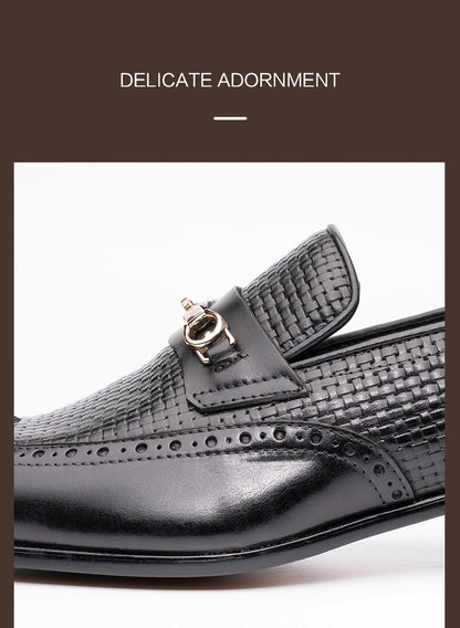 Fashion Business Casual Genuine Leather Shoes – Handmade Party Wedding Wear, Men Office Dress Shoe, Big Size, Black Loafers