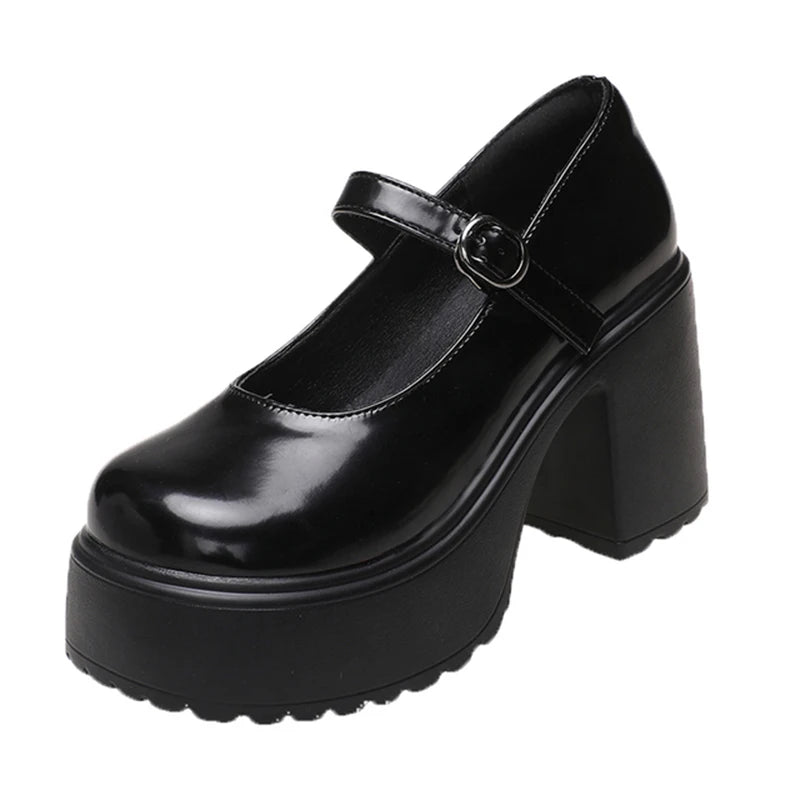 Super High Heels Mary Jane Shoes for Women – Goth Chunky Platform Pumps, Plus Size, Ankle Buckle, Party Lolita Shoes