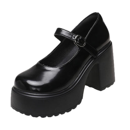 Super High Heels Mary Jane Shoes for Women – Goth Chunky Platform Pumps, Plus Size, Ankle Buckle, Party Lolita Shoes