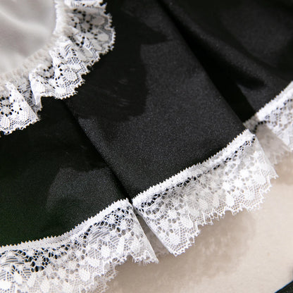 Maid Cosplay Lingerie Set – 5-Piece Sexy Lace Apron Uniform with Bow & Bandage Details