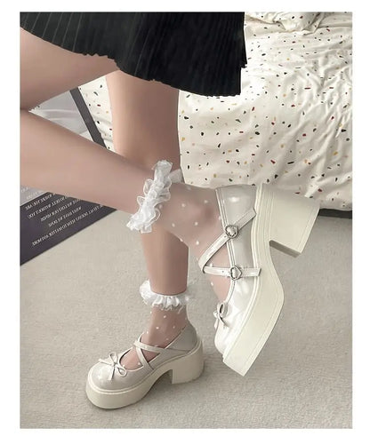 Lolita Mary Jane Shoes – Japanese Style, Vintage, Shallow High Heels, Chunky Platform, Cosplay Sandals