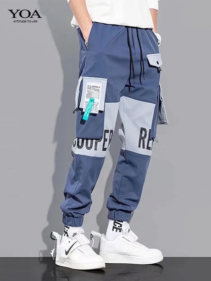 Classic Design Multi Flap Pockets Cargo Pants – Men's Loose Fit, Drawstring Harem, Oversized Jogger Pants for Men and Women