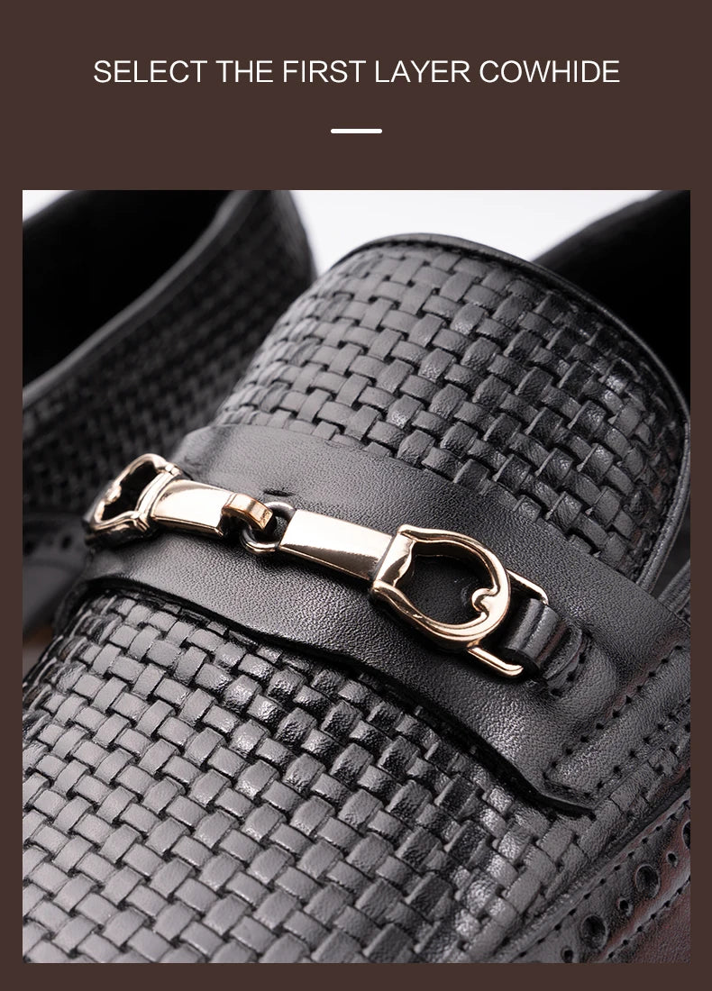 Fashion Business Casual Genuine Leather Shoes – Handmade Party Wedding Wear, Men Office Dress Shoe, Big Size, Black Loafers