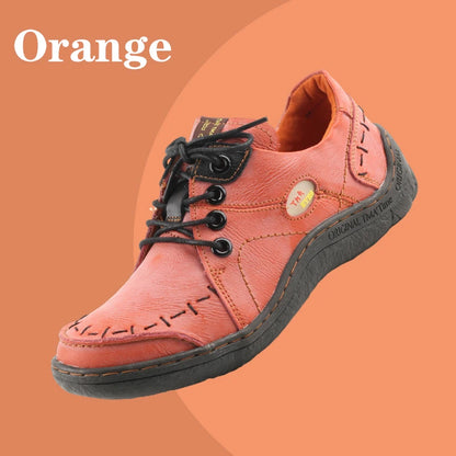 Hand-Stitched Leather Sneakers – Lightweight Flat Design Shoes for Women