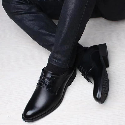 British Casual Business Formal Leather Shoes – Men’s Heightening Single Shoes, Casual Shoes for Suit, Spring and Autumn