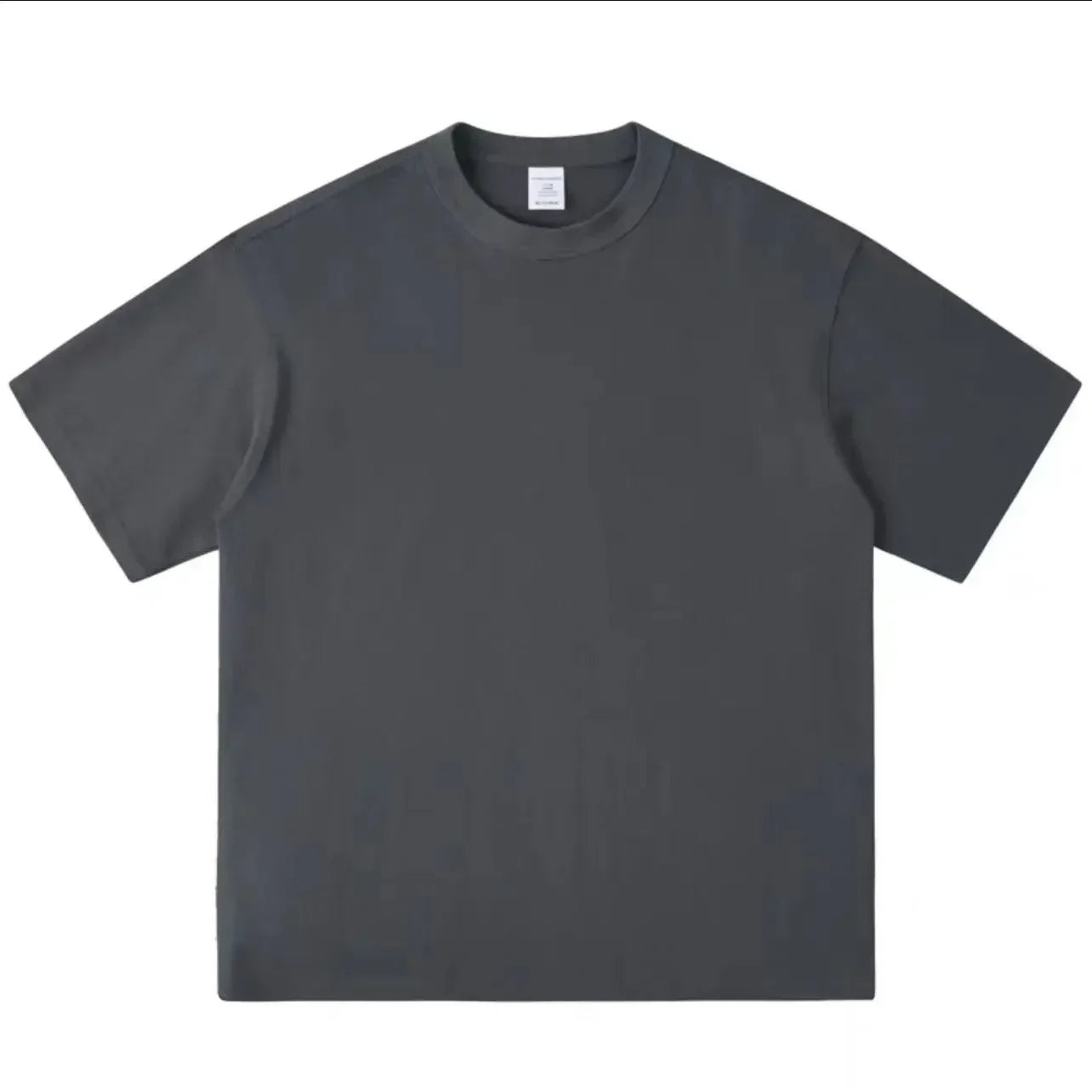 Heavy-duty Pure Cotton T-shirt Thickened, Threaded Round Neck