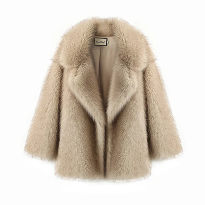 Ins Hot Oversized Gradient Fur Coat – Thick, Warm, Fluffy Faux Fox Fur Jacket for Women