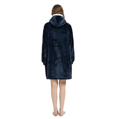 Winter Oversized Blanket Hoodie – Unisex Pullover, Fleece, Long Flannel Sleeves, Giant TV Sweatshirt