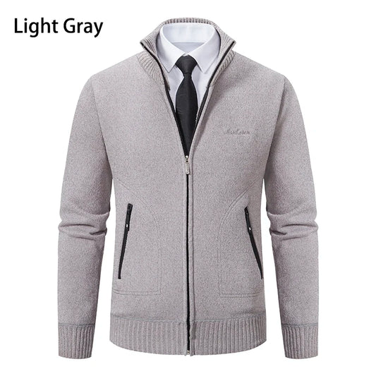 Knitwear Men's Stand-up Collar Thick Warm Cardigan Sweater – Loose Fit, Casual Winter Coat