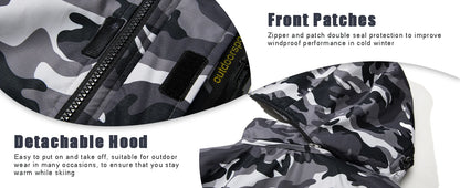 Fleece Lining Mountain Jackets – Men's Hiking Jackets, Outdoor Removable Hooded Coats, Ski Snowboard Parka, Winter Outwear