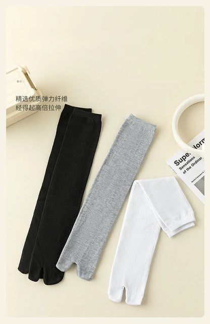 Japanese Kimono Thigh High Socks – Pure Cotton, White, Two-Finger Split Toe, Long/Short Tube, Cosplay Stay-Up Socks