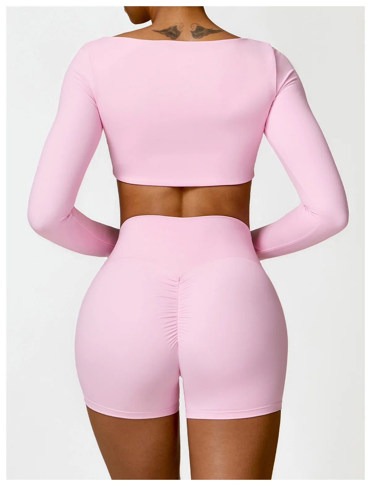 Sportswear Set – Long-Sleeve Top & High-Waisted Shorts or Leggings