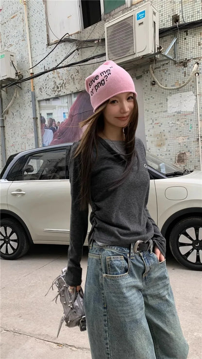 Women's Fake Two-Piece T-Shirt – Long Sleeves, Autumn/Winter, Slim Fit, Slimming Effect, Retro Style, Bottoming Top