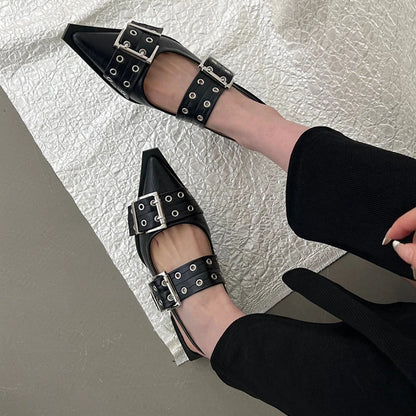 Flat With Shoes – Designer Luxury Buckle Fashion Ladies Flats Shoes, Slingback Pointed Toe Casual Female Sandals Mules