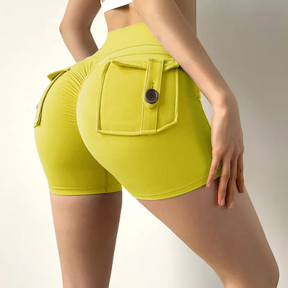 Women Sport Shorts – Pocket Design, Gym Wear, Sexy High Waist, Workout, Push Up, Booty Scrunch, Biker Shorts, Fitness, Cycling Tights