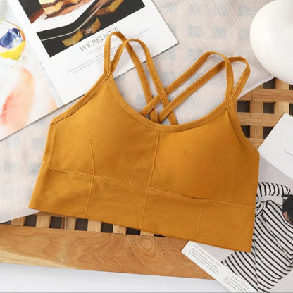 Sexy Women's Cross-Back Tank Top – Breathable Sports Bra, Soft Fitness Yoga Wear, Solid Color