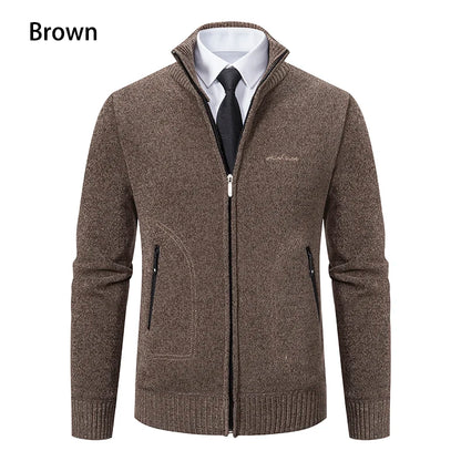 Knitwear Men's Stand-up Collar Thick Warm Cardigan Sweater – Loose Fit, Casual Winter Coat