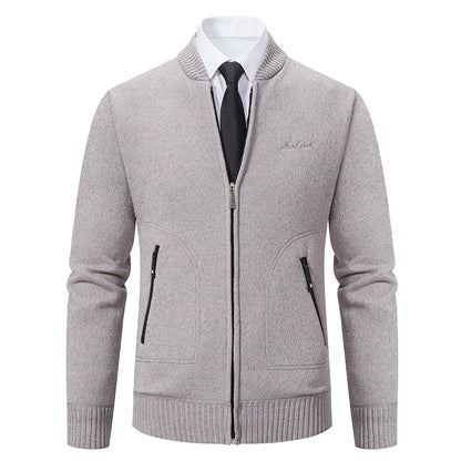 Knitwear Men's Stand-up Collar Thick Warm Cardigan Sweater – Loose Fit, Casual Winter Coat