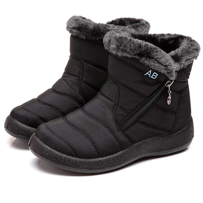 Boots Comfortable Women's Boots – Waterproof Shoes with Zipper, Soft Fur Winter Boots for Women, Botas Mujer Snow Shoes
