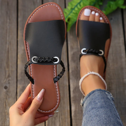 Square Head Cross Flat Summer Sandals – Simple Flip-flops, Women’s Wear Slippers, Beach Slippers