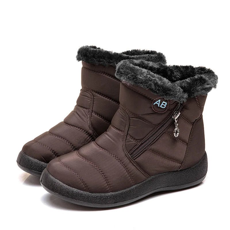 Boots Comfortable Women's Boots – Waterproof Shoes with Zipper, Soft Fur Winter Boots for Women, Botas Mujer Snow Shoes