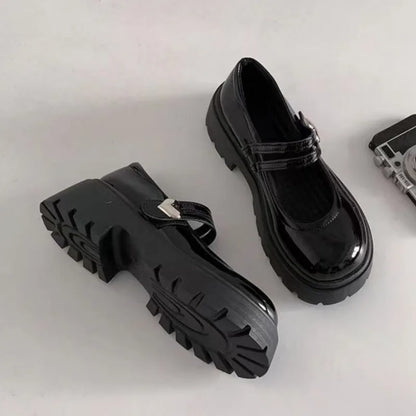 Fashion Women's Loafers – Black Platform Flats, Slip-On Boat Shoes, Designer Casual Leather Oxfords