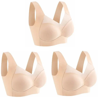 3pcs Ice Silk Seamless Sport Bra Gather Prevent Sagging No Steel Ring Comfortable Large Size