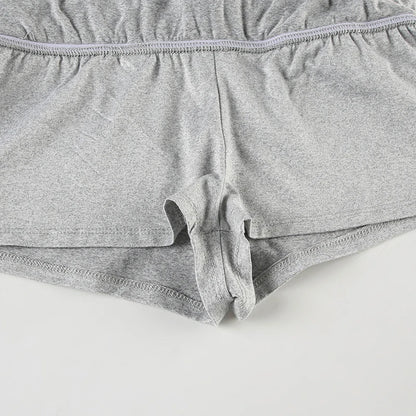 Solid Lace-Up Mini Skirt – Sexy American Retro, Vintage Casual, A-Line Knit Bottoms