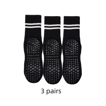 3 Pairs Mid-tube Socks Cotton Professional Non-slip Silicone