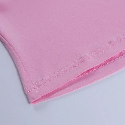 Halter Camisole Tank Top – V-Neck, Sexy, Slim Fit, Backless, Pink, Corset Style, Women's Tee Shirt