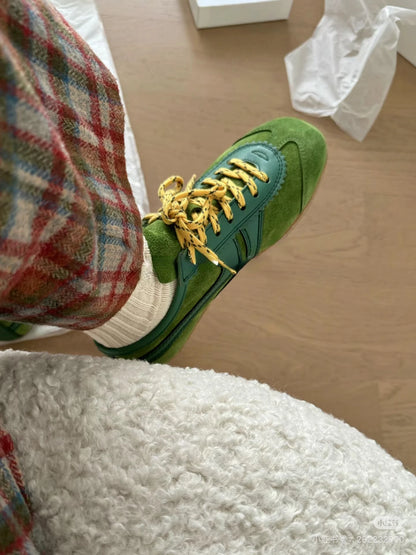 Casual Sneakers - Comfortable Deerskin Board Shoes, Lace-Up Flat Trainers for Women, Femmes Cuir Allemand Trainers, New Collection