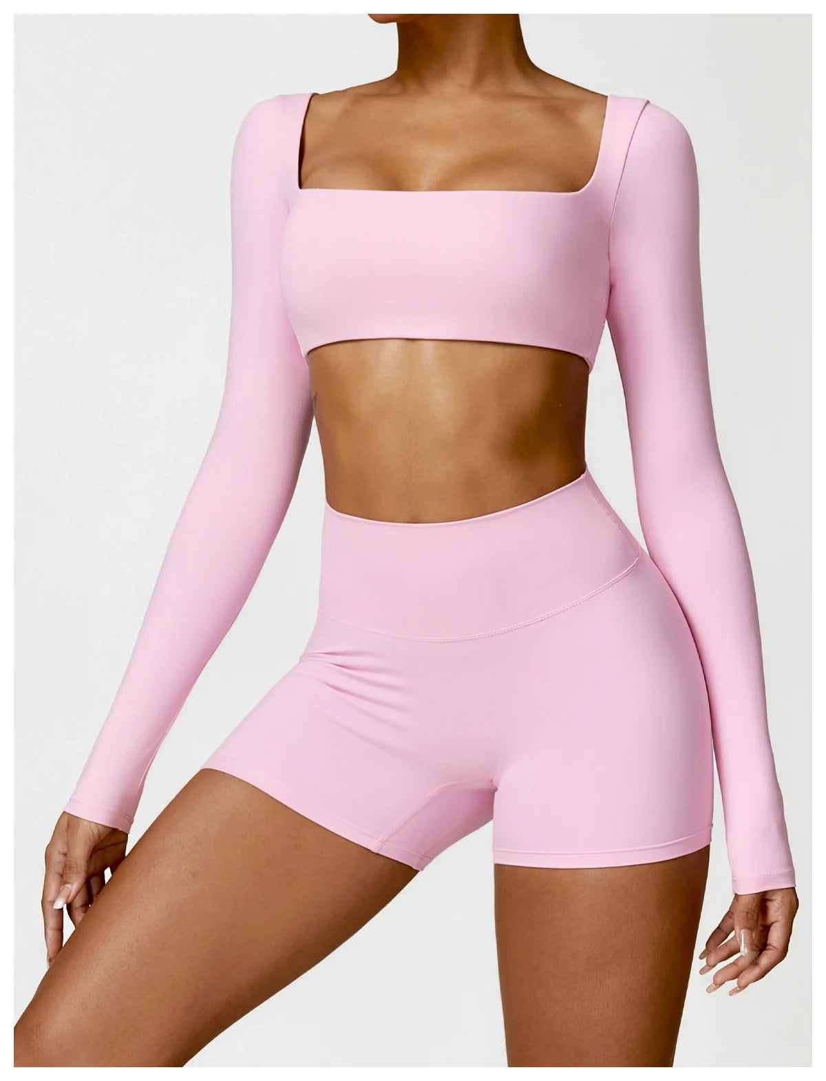 Sportswear Set – Long-Sleeve Top & High-Waisted Shorts or Leggings