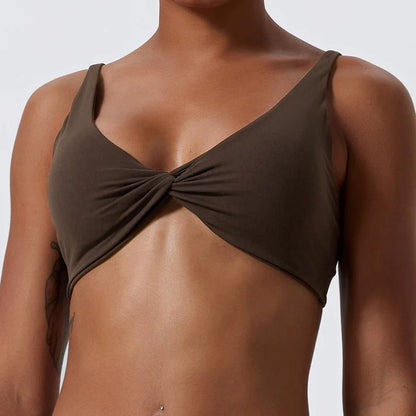 Shock-absorbing and push-up sports bra