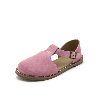 Flat-Soled Retro Frosted Genuine Leather Women's Sandals - New Hollow Roman Baotou Sandals for Women