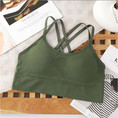 Sexy Women's Cross-Back Tank Top – Breathable Sports Bra, Soft Fitness Yoga Wear, Solid Color