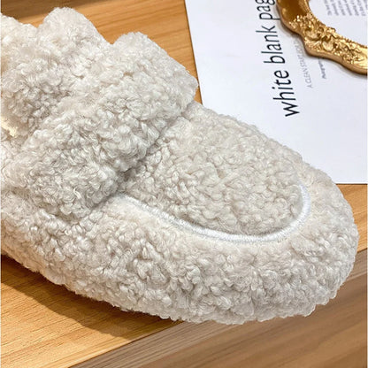 Warm Outdoor Shoes Plush Design British Style White Snow Boots Ladies' Casual Flats New Women's Winter