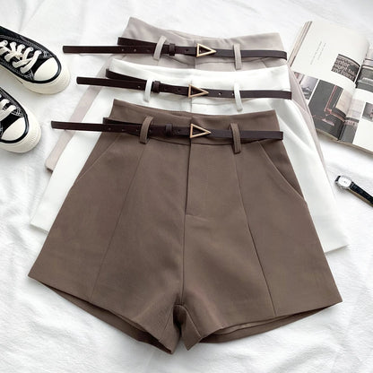 Casual Women's A-Line Shorts – High Waist, Chic, Office Lady Style, Belted, Vintage, Spring/Summer