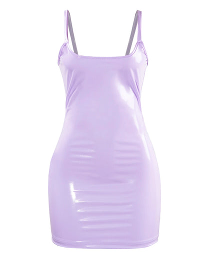 Women Sexy PU Leather Mini Dress – Sleeveless, Bodycon, Elegant Slip Dress for Party & Night Club, Summer Short Dress