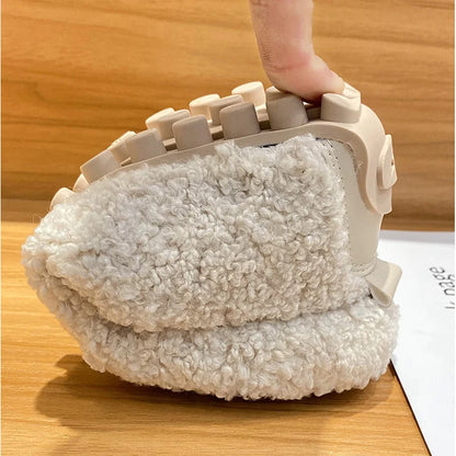 Warm Outdoor Shoes Plush Design British Style White Snow Boots Ladies' Casual Flats New Women's Winter