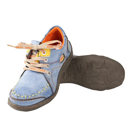 Hand-Stitched Leather Sneakers – Lightweight Flat Design Shoes for Women